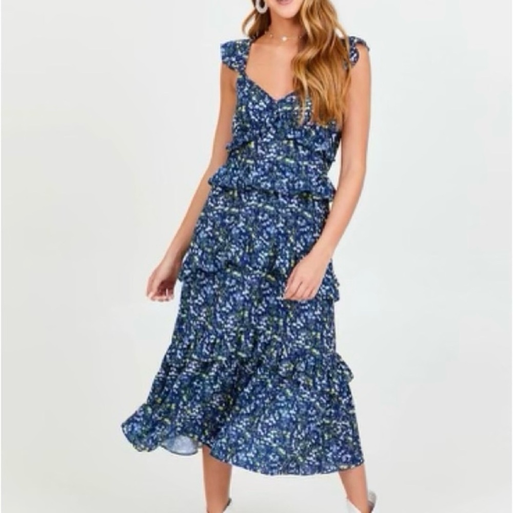 Altard State - Mallory Floral Ruffled Maxi Dress in Navy (NWOT) - Size: S